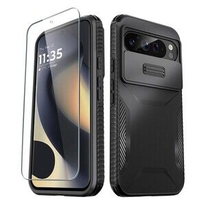 4Count Google Pixel 9 Pro XL Case +Screen Protector Military Camera Cover Black